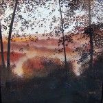 David Bottini, Autumn View Down River, acrylic, 24 x 24.