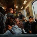 Ned Axthelm, Through the Train, oil, 24 x 30.