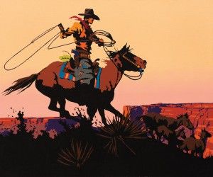 Bill Schenck, Ride off on the Mesa, oil, 30 x 36.