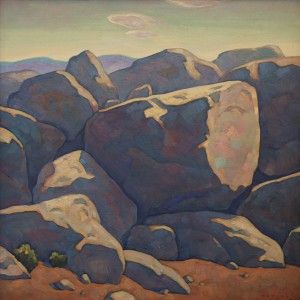 Howard Post, Boulders Out West, oil, 24 x 24.