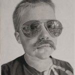 Destiny Bowman, The Mustache Club: Max With Glasses, charcoal, 30 x 22.