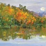Joseph Breza, Autumn Reflections, oil, 12 x 24.