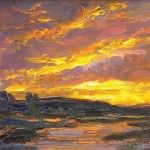 Joseph Breza, Sunrise at the Inlet, oil, 11 x 14.