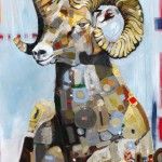 Britt Freda, Bighorn Sheep, acrylic/ graphite, 36 x 24.