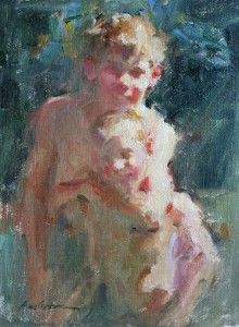 Carolyn Anderson | Brothers, oil, 12 x 9. 