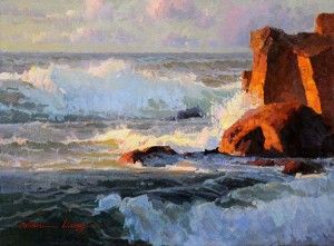 Calvin Liang, Carmel Waves, oil, 12 x 16.