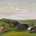 George Catlin, Buffalo Chase With Bows and Lances, oil, 24 x 29.