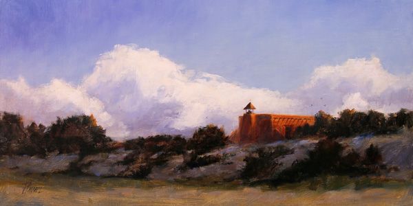 Peggy Immel, Chapel of the Swallows, oil, 12 x 24.