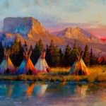 Colt Idol, Chief Mountain Sunset, oil, 20 x 50.