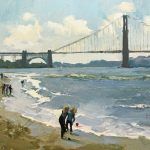 Nancy S. Crookston, Beach Ball by the Golden Gate Bridge, oil, 14 x 18.