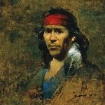 David Leffel, Pueblo Man with Eagle Feather, oil, 19 x 16.