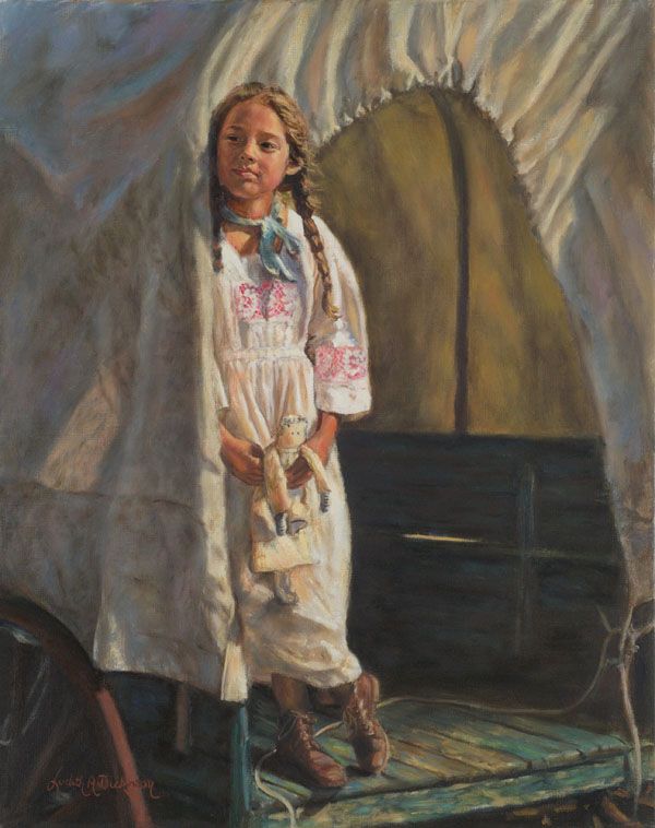 Judith Dickinson, Headin’ West, oil, 20 x 16.