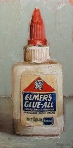 Bradford J. Salamon, Elmer’s Glue, oil, 20 x 10.