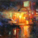 Doug Dawson, Foggy Lights, oil, 16 x 18.