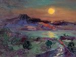 Evelyne Boren, Full Moon Over Abiquiu Lake, oil, 30 x 36.