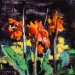Robert Spooner, Garden Glads, oil, 30 x 30.