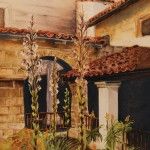 Sandi Ciaramitaro, Garden of Eden - Santa Barbara Mission CA USA, watercolor, 20 x 14