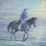 Terry Gardner, The Purple Rider, oil, 40 x 40.