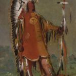 George Catlin, Máh-to-Tóh-Pa, Four Bears, Second Chief, in Full Dress, oil, 24 x 9.