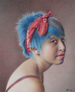Tanja Gant, Girl Without an Earring, colored pencil and graphite, 16 x 13. 