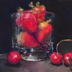 Jeri Greenberg, Berries in Glass, pastel, 8 x 9.