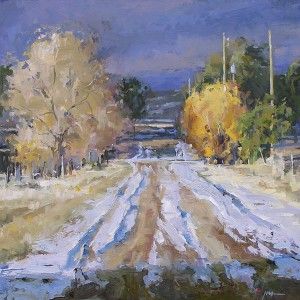 Julee Hutchison, Country Road, oil, 16 x 16.