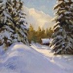 Peggy Immel, Fresh Snow, oil, 6 x 6.