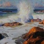 Calvin Liang, Incoming Tide, Laguna Beach, oil, 9 x 12.