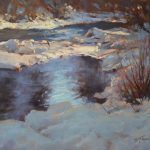 Barbara Jaenicke, Winter Day’s End on Tumalo Creek, oil, 11 x 14.