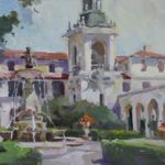 Brent Jensen, Pasadena City Hall Fountain, oil, 18 x 24.