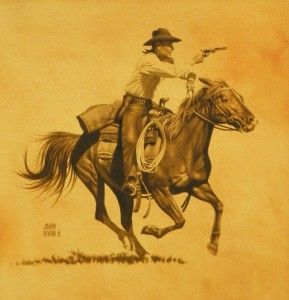 Jimmy Devine, Rough Rider, ink wash, 7 x 8.
