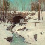 Julian Onderdonk, Stone Bridge in Winter, Central Park, oil, 11 x 14.