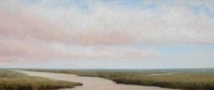 Jamie Kirkland, Bosque Evening, oil, 30 x 72.