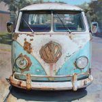 Jason Kowalski, Rust Bus, oil, 24 x 24.