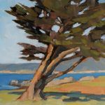 Michael Chamberlain, Leaning Cypress, oil, 14 x 11.