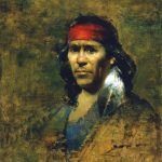 David A. Leffel, Pueblo Man With Eagle Feather, oil, 19 x 16.