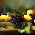 Kelley Goldsmith, Lemons & grapes, oil, 12 x 24.