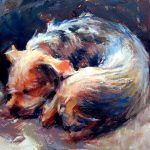 Ted Clemens, Let Sleeping Dogs, oil, 8 x 10.