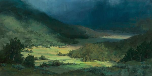 Ellie Wilson, Light and Shadow, oil, 24 x 48.