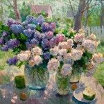 Gregory Packard, Lilacs Outside, oil, 30 x 34.