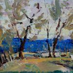 Eric Jacobsen, Locust Trees, oil, 16 x 24.