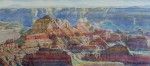 Merrill Mahaffey, North Rim Temples, watercolor, 10 x 23.