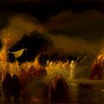 Sherrie McGraw, On the Night of the Night Fires, oil, 30 x 40.