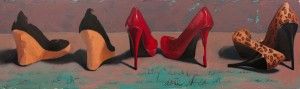 Melissa Small, Any Time Any Where Shoes, oil, 12 x 40.