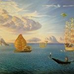 Vladimir Kush, Mythology of the Oceans and Heavens, oil, 39 x 99.