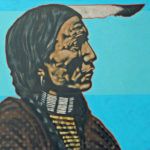 Nocona Burgess, Wah Be Get—Ute in Eagle Feather, acrylic, 24 x 30.