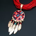 Ray Tracey, 14K Gold 5-Feather Inlaid Shield Pendant, coral, kingman turquoise, sugilite.