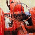 Robert Spooner, Red Tractor, oil, 49 x 36.