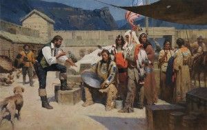 Z.S. Liang, Rejecting the Metal Shield, Fort Mackenzie, 1835, oil, 46 x 72.