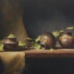 David Riedel, Three Clay Pots, oil, 17 x 25.